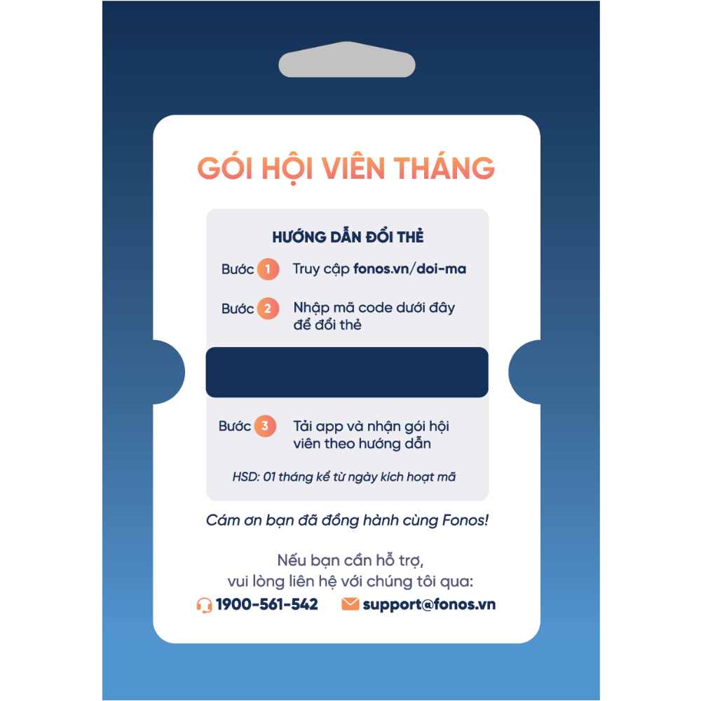 Thẻ Hội Viên Fonos - Gói Tháng