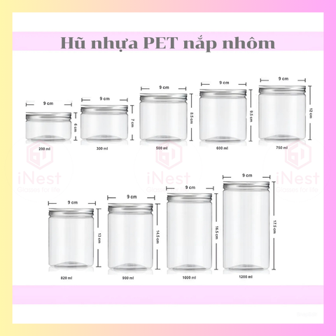 Hũ PET nhựa nắp nhôm 250g