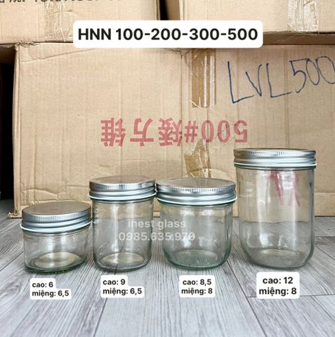 HŨ THỦY TINH NẮP NHÔM CÁC CỠ từ 100ml đến 500ml