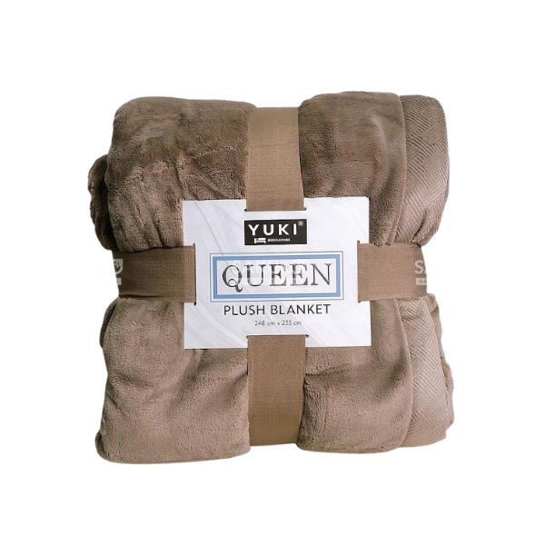 YUKI-Chăn lông cừu PlushBlanket Queen màu be đậm