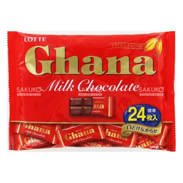  LOTTE- Socola sữa Ghana túi 24 chiếc 92g 