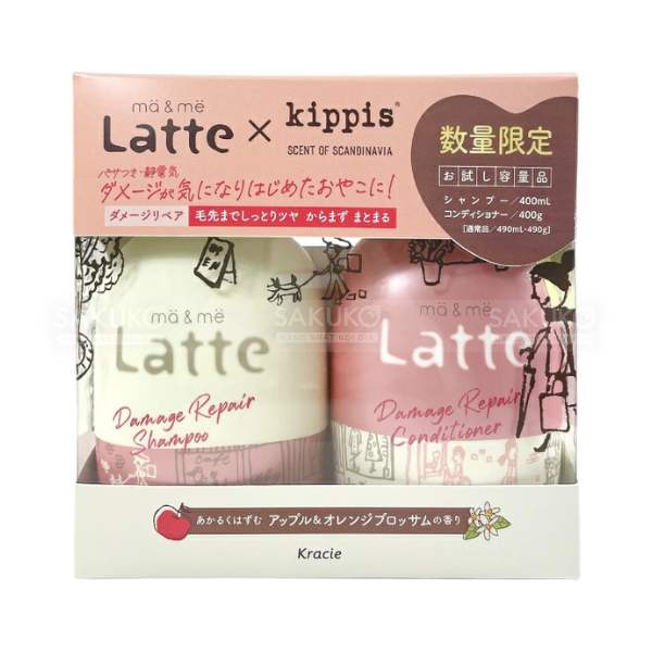 KRACIE- Set gội xả Latte phục hồi tóc 400mlx2
