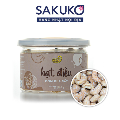FAMINUTS- Hạt điều vị cơm dừa sấy hũ nhôm 120g
