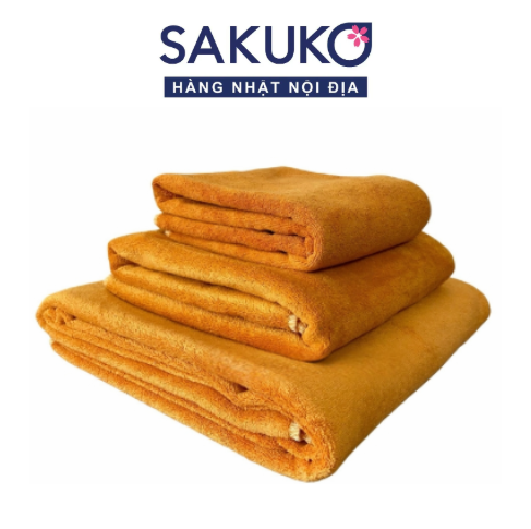Set khăn cao cấp Nhật Bản 4 món màu vàng nâu