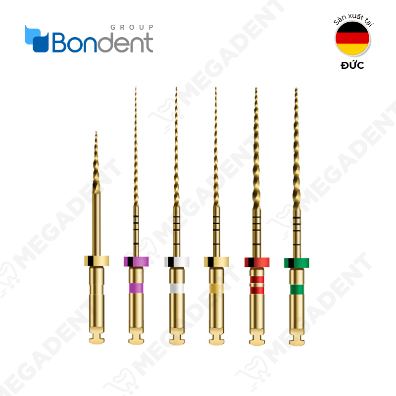 M3-Pro Rotary NiTi Gold V3 Ass. 25mm (17/08, 19/02, 15/06, 25/04, 25/06, 35,04) - Trâm nội nha dẻo - Bộ 6 cái