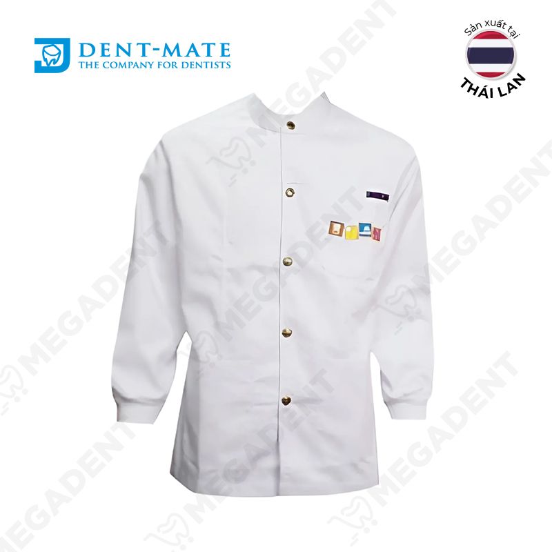 White Gown With Long Sleeves - Áo bác sĩ cổ trụ, tay dài màu trắng - Túi 1 cái