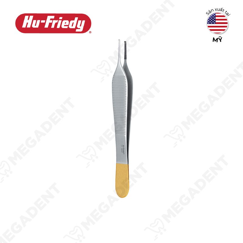 1x2 Adson Perma Sharp Tissue Pliers- Kẹp mô cán vàng có mấu - Túi 1 cái