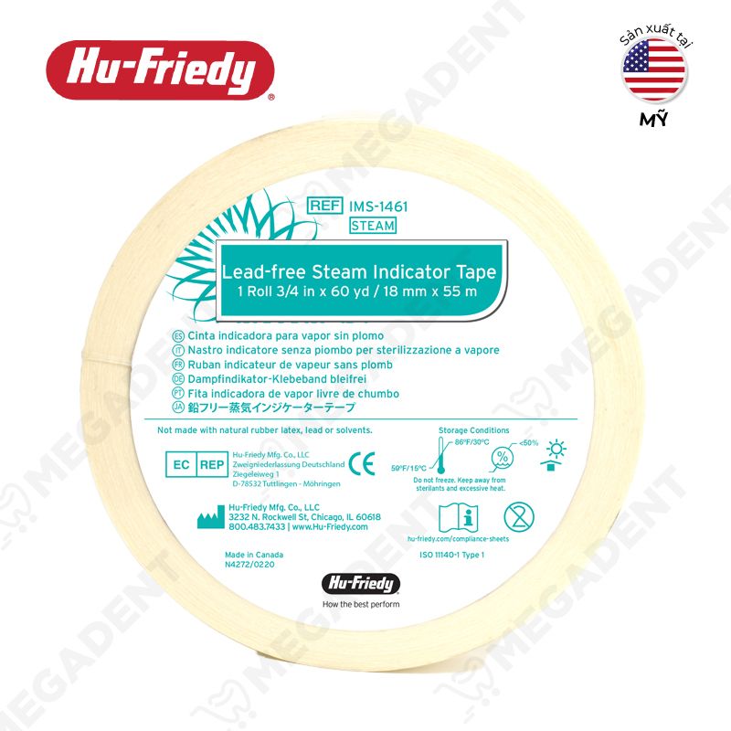 Lead Free Blank Autoclave Monitor Tape - Băng keo hấp chỉ thị nhiệt - túi 1 cuộn