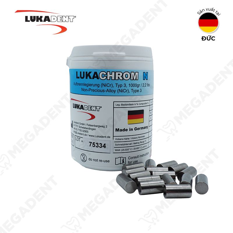 Lukachrom N - Kim loại NiCr type 3 đúc sườn răng sứ - hộp 1 kg