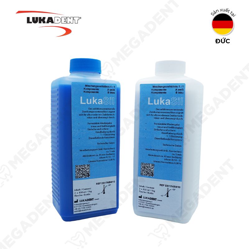 Lukasil Dubliersilikon Set 1:1 22N 1kg - Cao su sao chép mẫu hàm độ cứng 22N - Bộ ( 1 base 1kg + 1 catalyst 1kg)