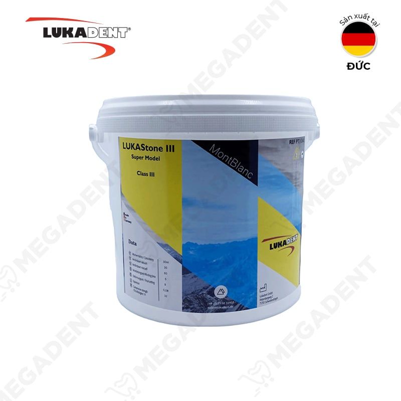 LUKASTONE III MontBlanc, 5kg - Thạch cao type III độ cứng nhất sau 24h 140 N/mm² - thùng 5 kg