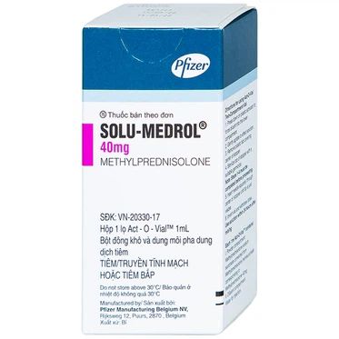  Bột pha tiêm Solu-Medrol 40mg Pfizer điều trị rối loạn thấp khớp, lupus ban đỏ hệ thống (1 lọ x 1ml) 