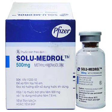  Bột pha tiêm Solu-Medrol 500mg Pfizer điều trị các rối loạn nội tiết (1 lọ bột x 1 lọ dung môi) 