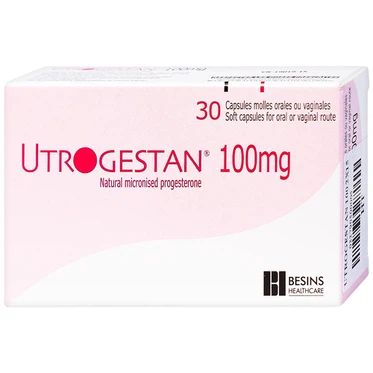  Thuốc Utrogestan 100mg Besins bổ sung nội tiết tố trong bệnh lý sản phụ khoa (2 vỉ x 15 viên) 