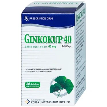  Thuốc Ginkokup 40 Korea United điều trị bệnh sa sút trí tuệ, bệnh Alzheimer, rối loạn mạch máu não (6 vỉ x 10 viên) 