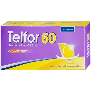  Thuốc Telfor 60 DHG điều trị các triệu chứng viêm mũi dị ứng (2 vỉ x 10 viên) 