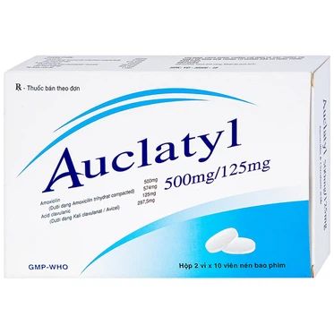  Thuốc Auclatyl 500mg/125mg Tipharco điều trị nhiễm khuẩn (2 vỉ x 10 viên) 