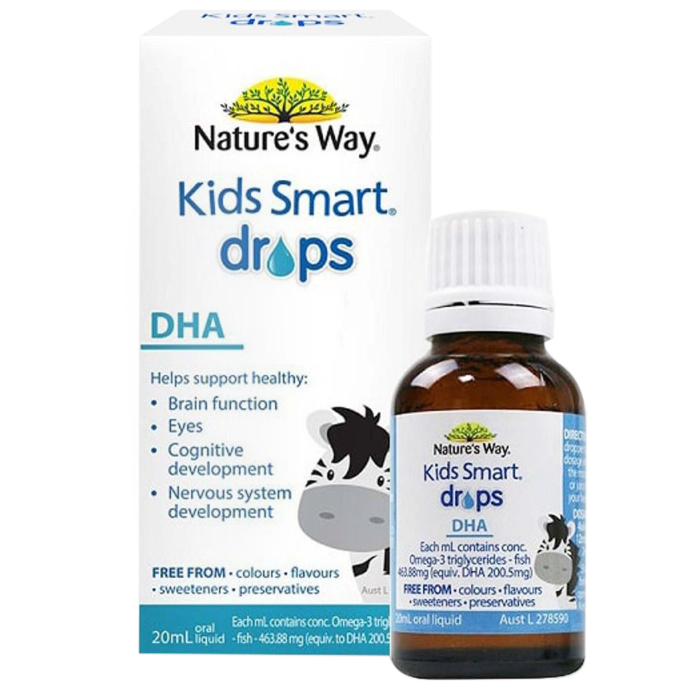 Siro Kids Smart Drops DHA 20ml Nature's Way thúc đẩy sự phát triển của não bộ và hệ thần kinh ở trẻ nhỏ