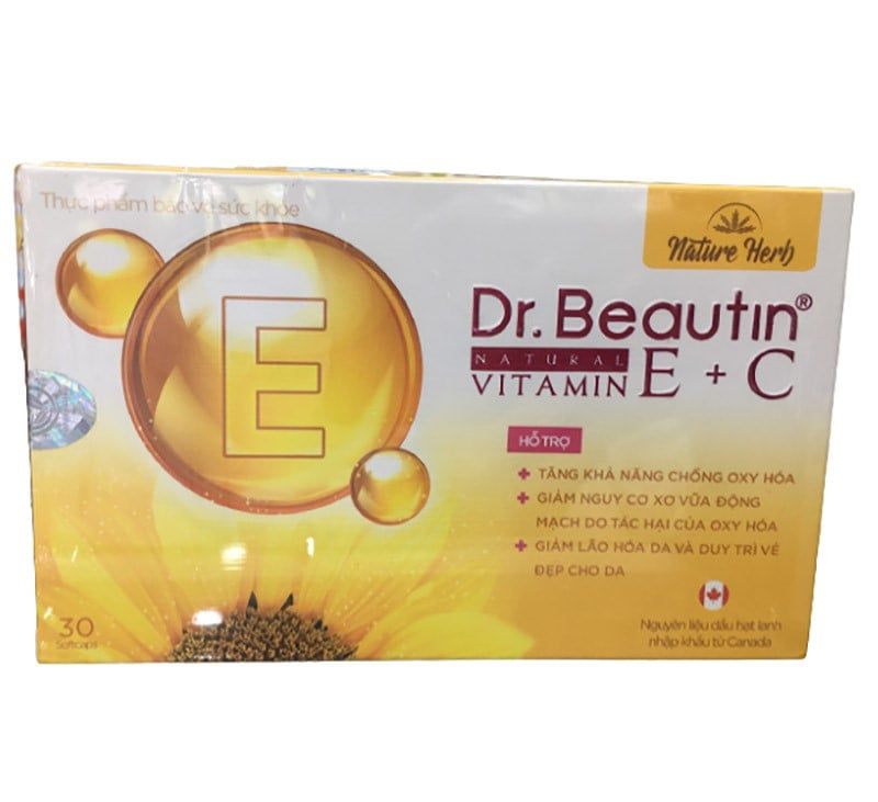 Dr.Beautin Natural Vitamin E + C - Viên Uống Hỗ Trợ Chống Lão Hoá Cho Da & Cơ Thể