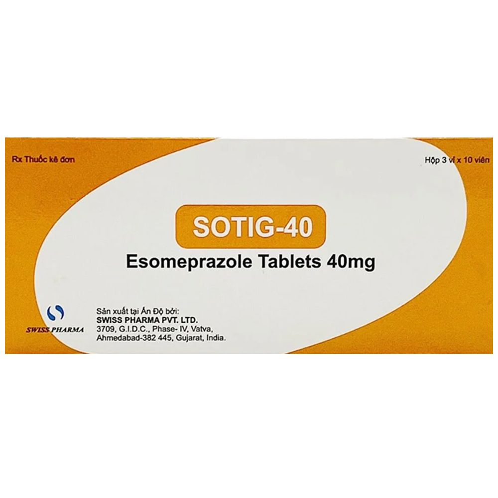 Thuốc Sotig-40 SWISS PHARMA điều trị trào ngược dạ dày, thực quản, loét dạ dày (3 vỉ x 10 viên)