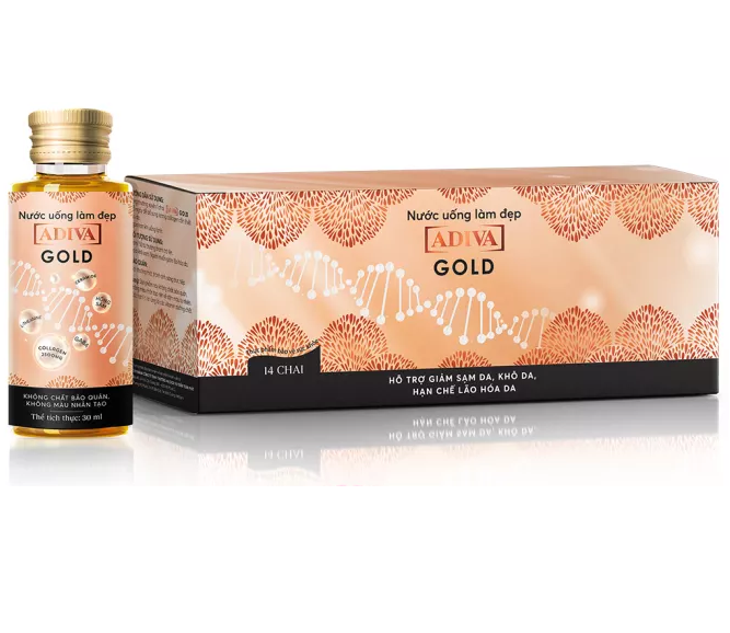 Collagen Adiva Gold - Sản Phẩm Hỗ Trợ Giảm Nếp Nhăn Làm Đẹp Da (Hộp 14 lọ x 30ml)