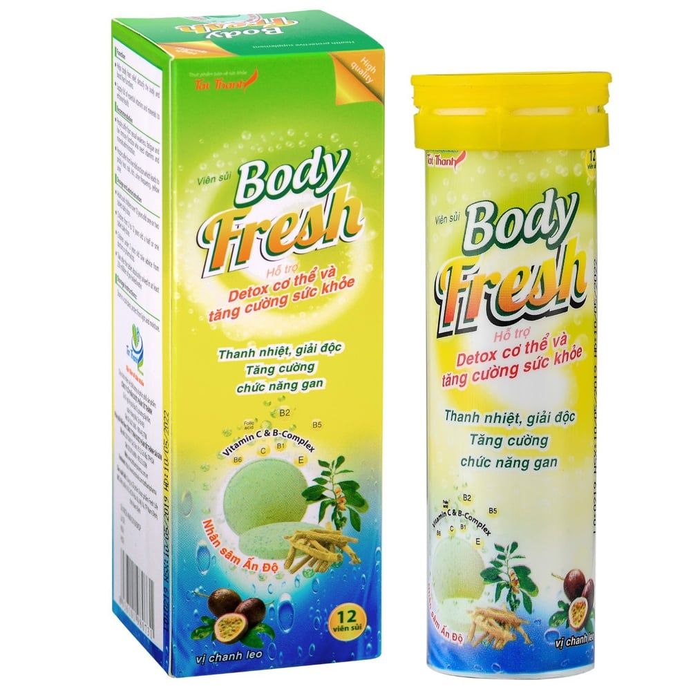 Viên sủi Body Fresh vị chanh leo hỗ trợ thanh nhiệt, giải độc, tăng cường chức năng gan (12 viên)
