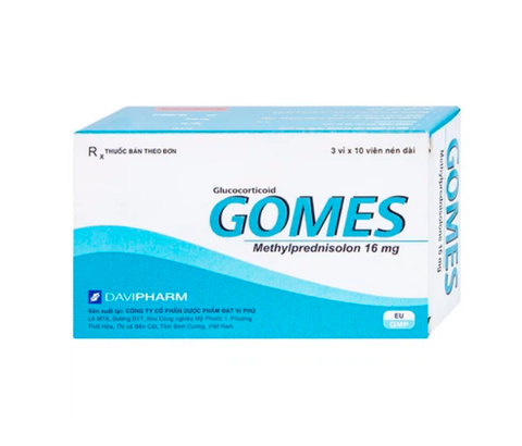  Thuốc Gomes 16mg Davipharm kháng viêm, điều trị viêm khớp dạng thấp, lupus ban đỏ hệ thống (3 vỉ x 10 viên) 