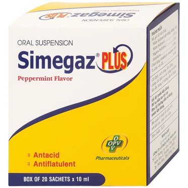  Hỗn dịch uống Simegaz Plus OPV vị bạc hà, điều trị viêm loét dạ dày , tăng acid dạ dày (20 gói x 10ml) 