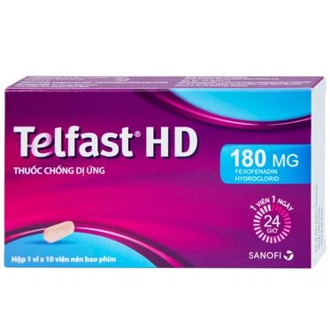  Thuốc Telfast HD 180mg Sanofi điều trị viêm mũi dị ứng, mày đay (1 vỉ x 10 viên) 