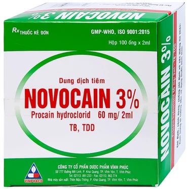  Dung dịch tiêm Novocain 3% Vinphaco gây tê tiêm thấm, gây tê vùng, gây tê tủy sống (100 ống x 2ml) 