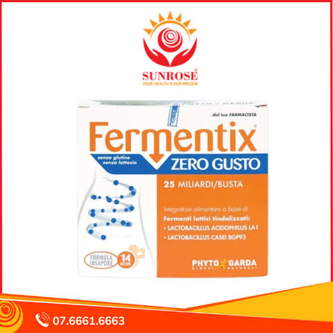  FERMENTIX ZEROGUSTO bột uống Tpbvsk - Cung Cấp Lợi Khuẩn, Hỗ Trợ Điều Trị Rối Loạn Tiêu Hóa, Chuẩn Italy, Hộp 14 Gói. 