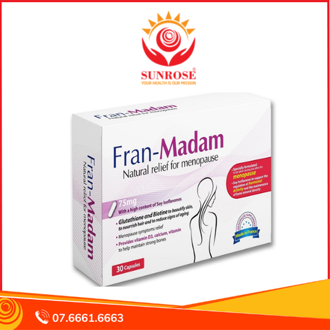  FRAN-MADAM viên uống Tpbvsk - Hỗ Trợ Cân bằng Nội Tiết Tố Nữ, Chuẩn Pháp, Hộp 30 viên 