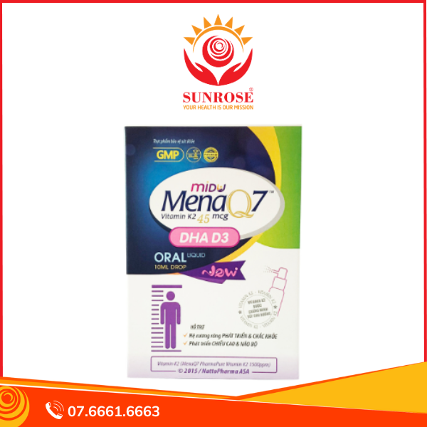 Midu MenaQ7 DHA D3: Bổ Sung Canxi, Tăng Chiều Cao, Khai Thác Tiềm Năng Trí Não Cho Bé Yêu - Chai 150ml