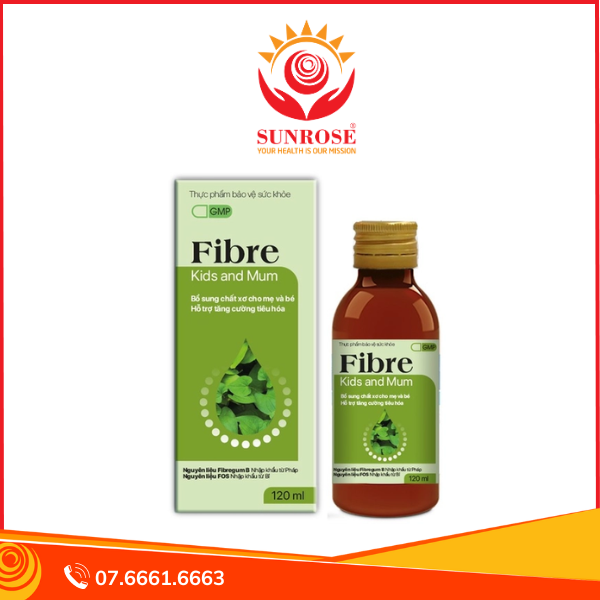  FIBRE KIDS AND MUM siro Tpbvsk - Hỗ trợ bổ sung chất xơ tinh, Hàng chuẩn Việt Nam, Chai 120ml 