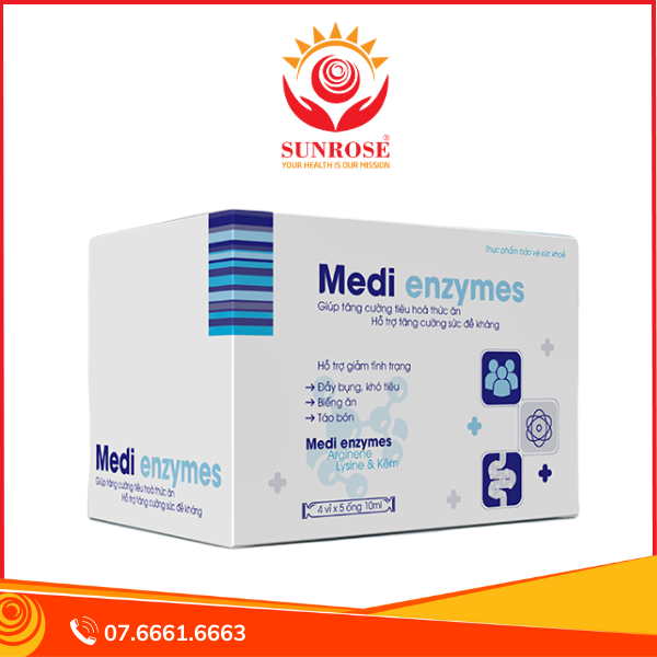  MEDI ENZYMES ống uống Tpbvsk - Hỗ trợ tăng cân, Hàng chuẩn Việt Nam, Hộp 20 ống 