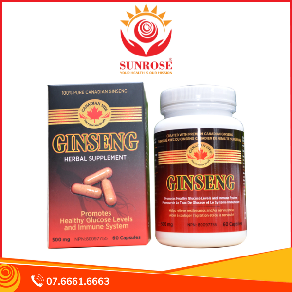  Canadian Vita Ginseng viên uống TPBVSK - Hỗ trợ cải thiện chỉ số đường huyết, tăng cường sức đề kháng, Hàng chuẩn Canada, Hôp 60 viên 