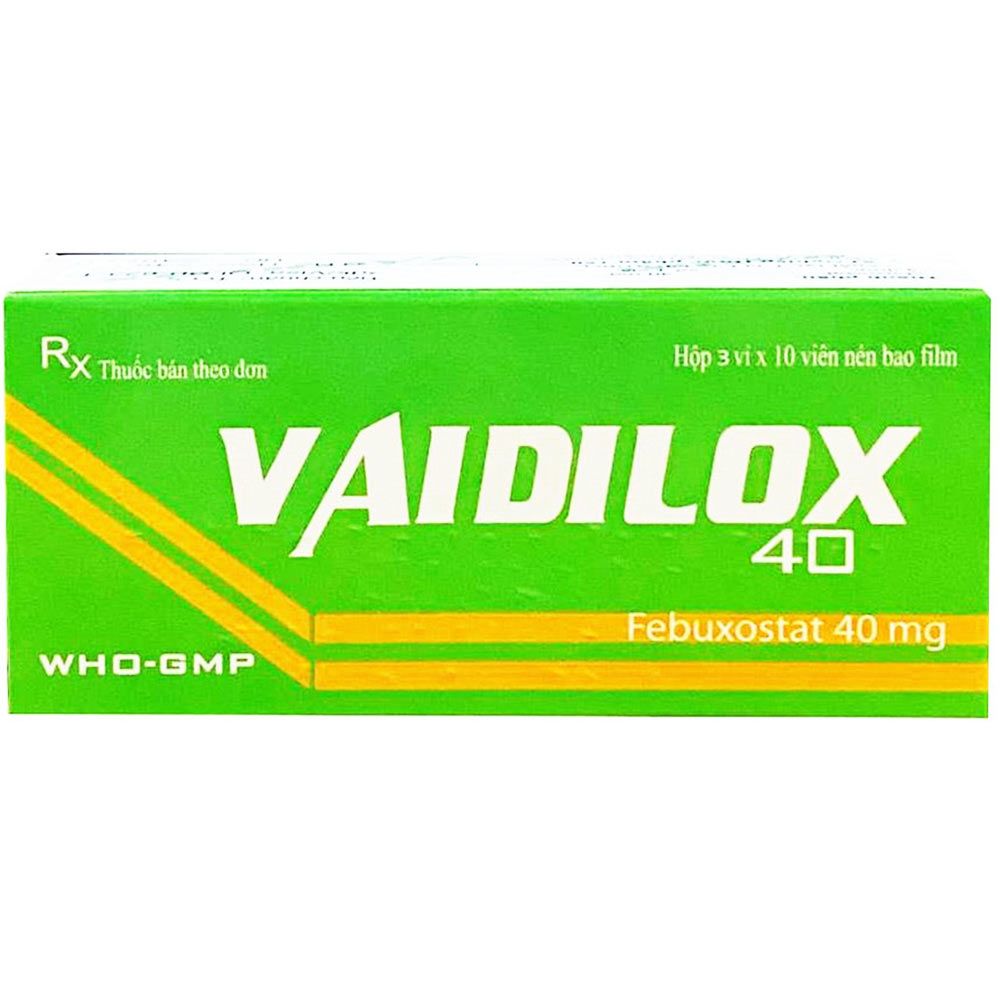 Thuốc Vaidilox 40m Armephaco điều trị tăng acid uric mạn tính (3 vỉ x 10 viên)