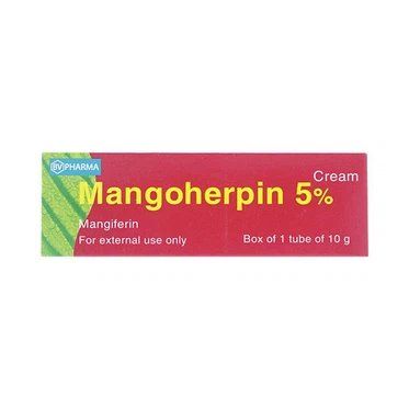  Kem bôi da Mangoherpin 5% BV Pharma để điều trị các dạng bệnh cấp tính và tái phát do virus Herpes (10g) 