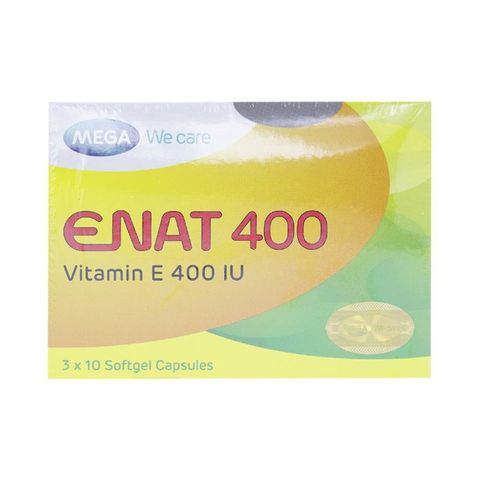  Thuốc Enat 400 MEGA We care điều trị và dự phòng tình trạng thiếu Vitamin E (3 vỉ x 10 viên) 