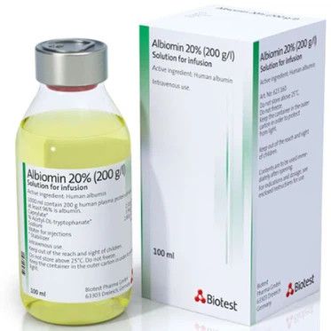  Dịch truyền Albiomin 20% Biotest điều trị cấp cứu trường hợp choáng do giảm thể tích máu (100ml) 