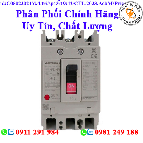 2CJ344A00000M  CẦU DAO TỰ ĐỘNG DẠNG KHỐI MITSUBISHI NF125-SGV 3P 70-100A