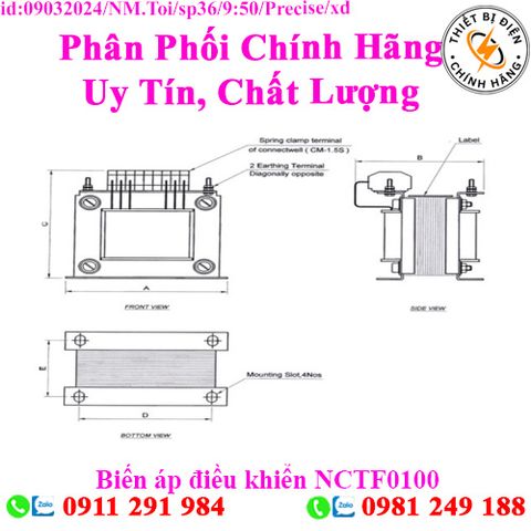 Biến áp điều khiển NCTF0100