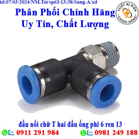 đầu nối chữ T hai đầu ống phi 6 ren 13 Sang-A GPST0602