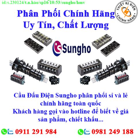 Cầu đấu điện Sungho các loại về kho nhiều, chưa cập nhật hết sản phẩm, giá, chính sách khuyến mãi, chiết khấu, vui lòng liên hệ để biết thêm chi tiết