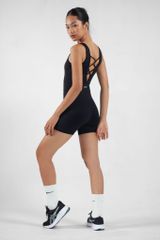 UniqFit Set Jumpsuit Đùi Cool Peel Lưng Chữ V Đen