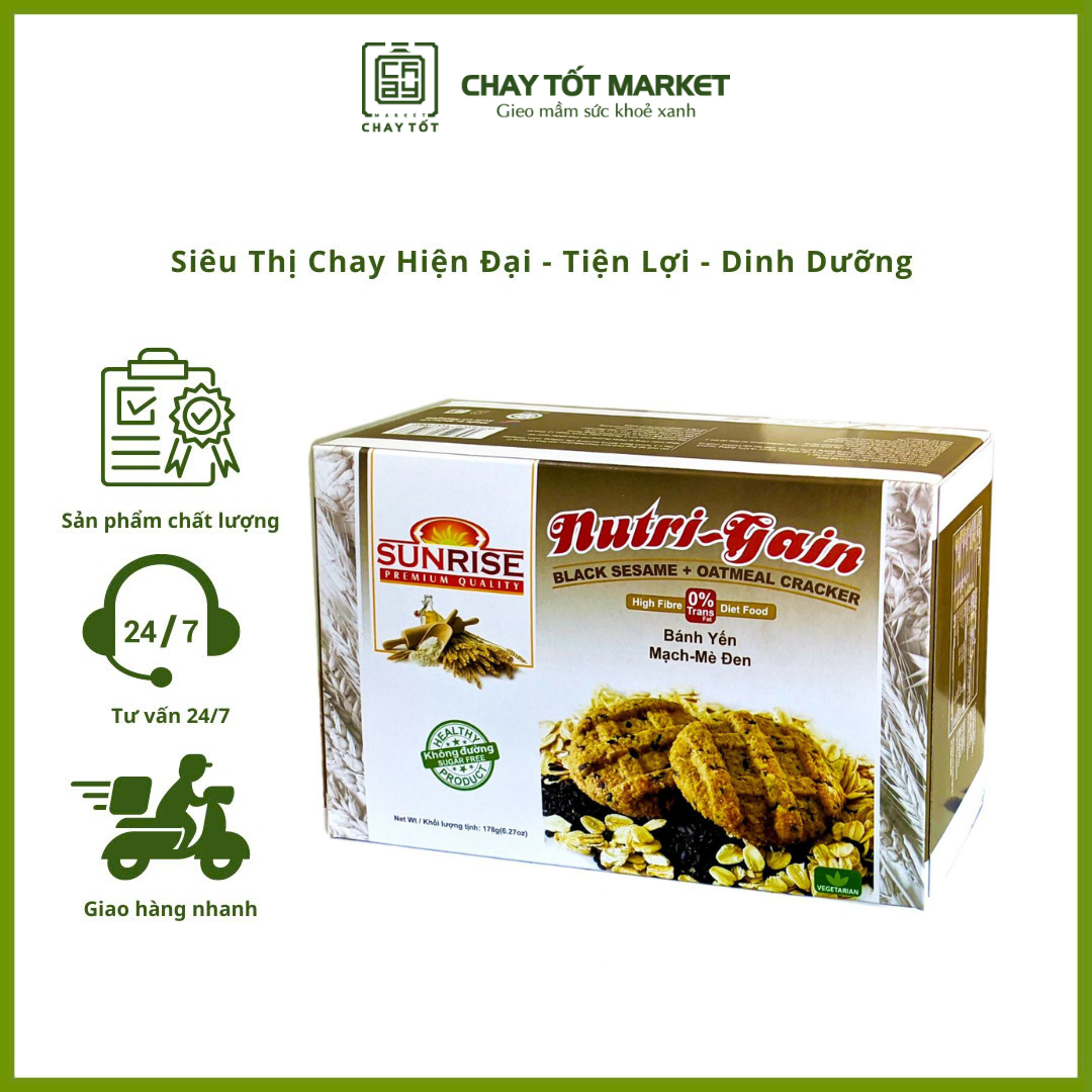 Bánh Yến Mạch Mè Đen Nutri Gain - Sunrise