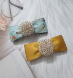 Cặp tóc nơ ruy băng lụa mờ đính nhụy đá SOLMI 08
