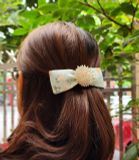 Cặp tóc nơ ruy băng lụa mờ đính nhụy đá SOLMI 08