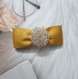 Cặp tóc nơ ruy băng lụa mờ đính nhụy đá SOLMI 08