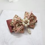 Cặp tóc bấm nơ họa tiết hoa ruy băng đính đá thời trang SOLMI 45